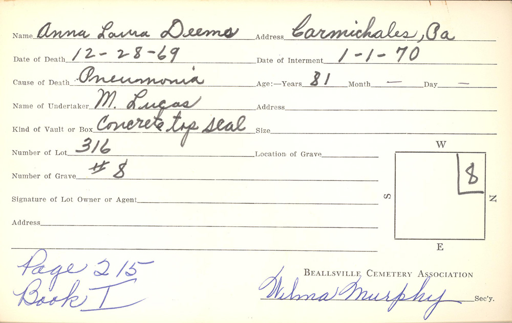 burial card